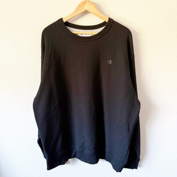 CHAMPION | Black Oversized Sweatshirt Crewneck Long Sleeve Pullover | Size XL - Picture 1 of 6